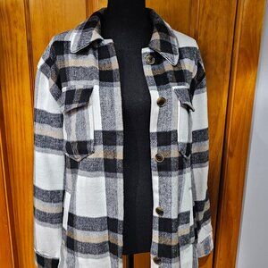 Urban Daisy Black, White, Brown Plaid Flannel